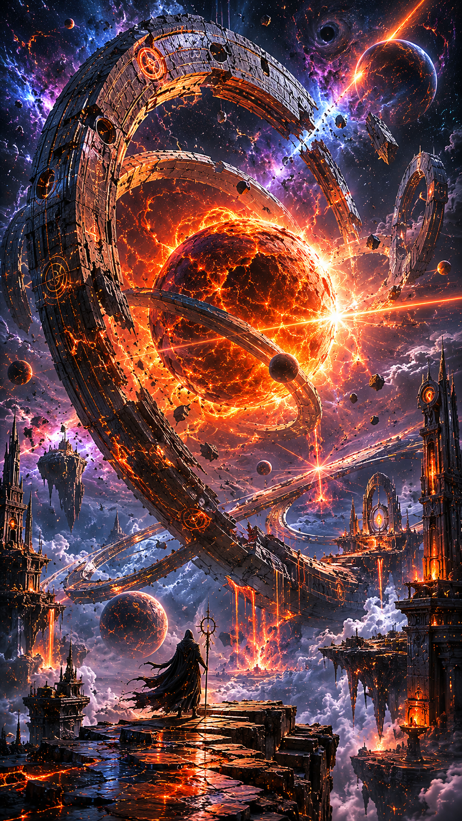 Cosmic Ring Station over Fiery World