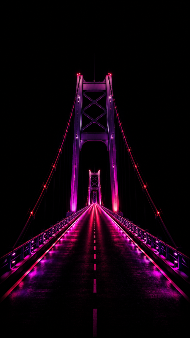 Pink Neon Suspension Bridge