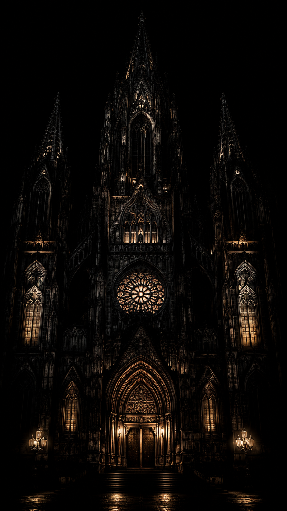 Dark Gothic Cathedral Facade