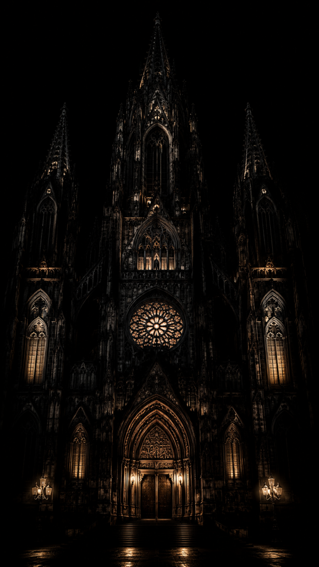 Dark Gothic Cathedral Facade