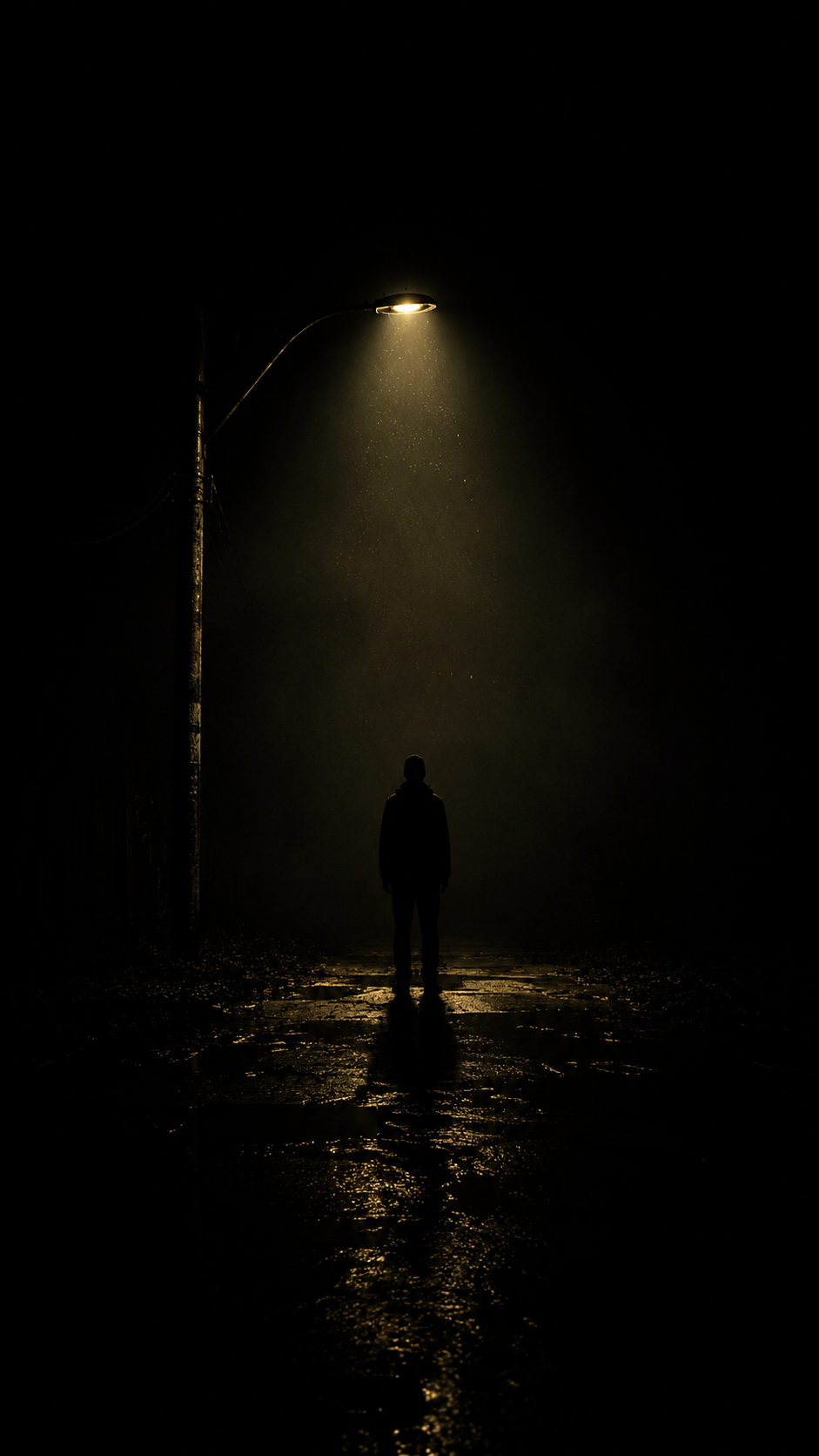 Lone Figure under Streetlight