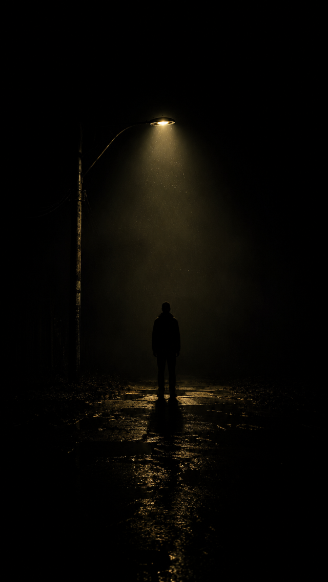 Lone Figure under Streetlight