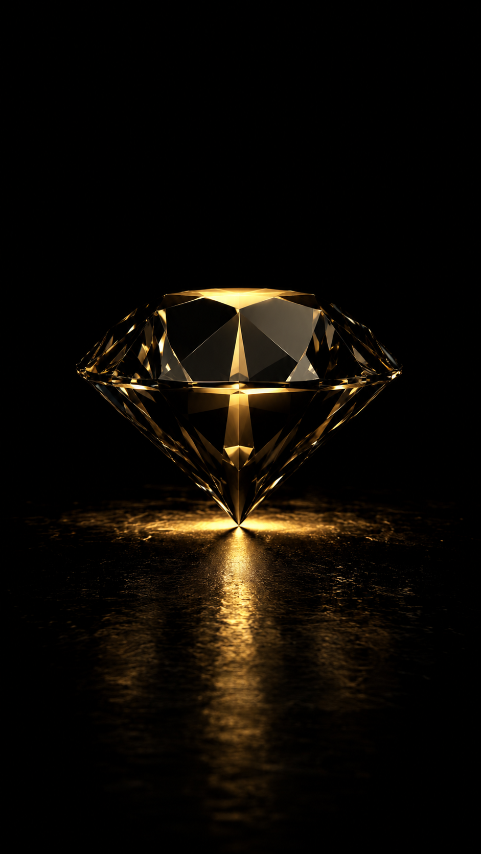 Gold Diamond On Black Reflection