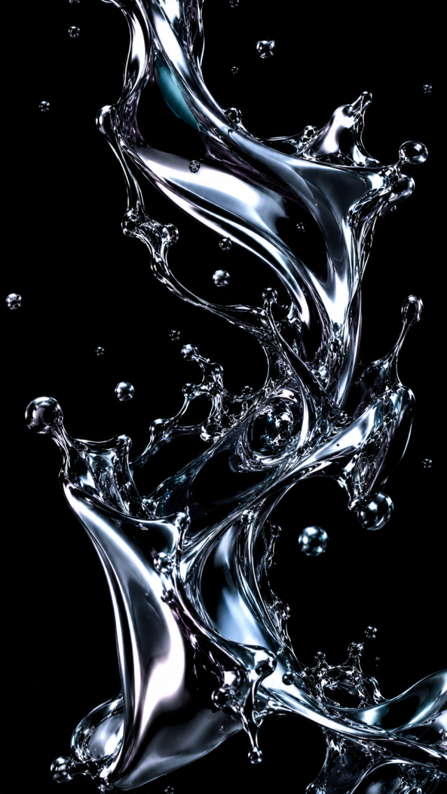 Silver Liquid Splash On Black