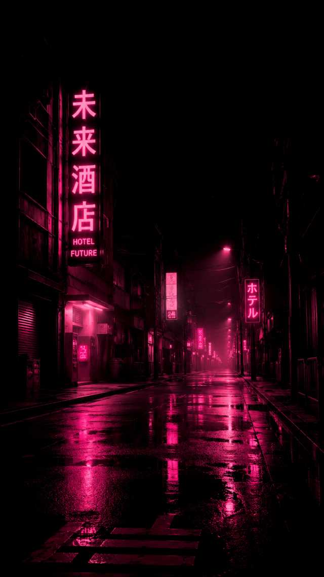 Pink Neon City Street