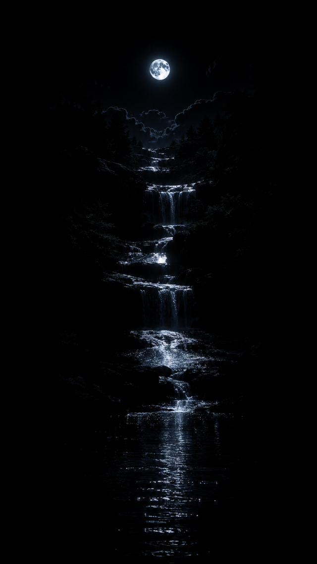 Moonlit Ocean Path On Black