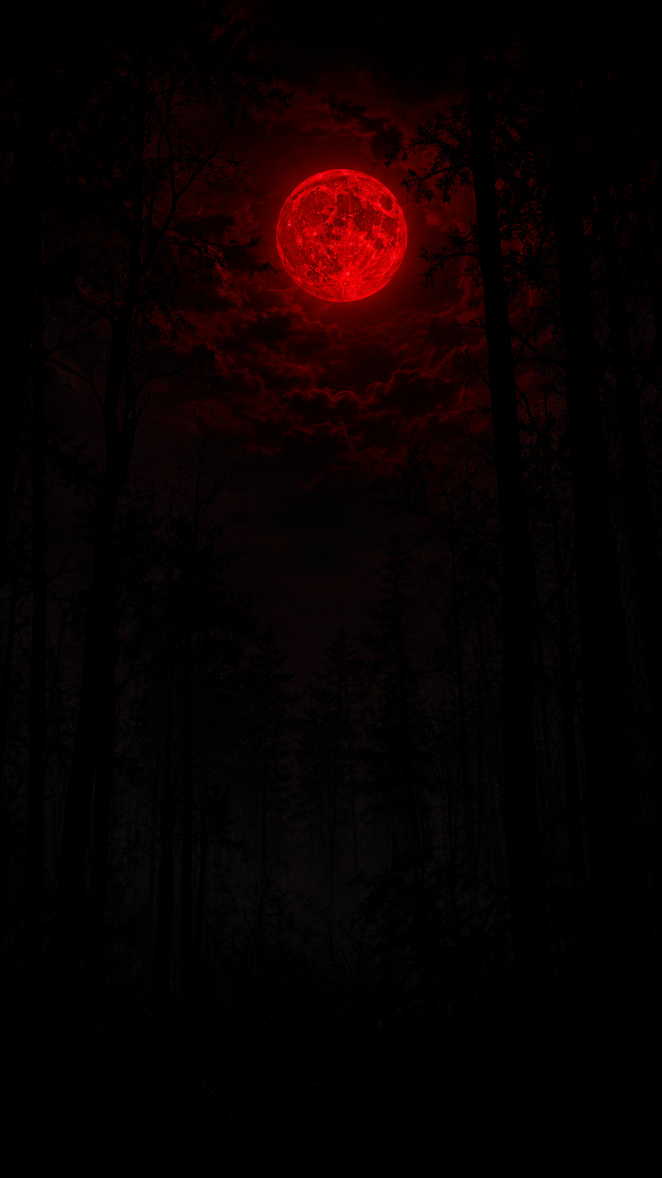Red Moon Forest Silhouette