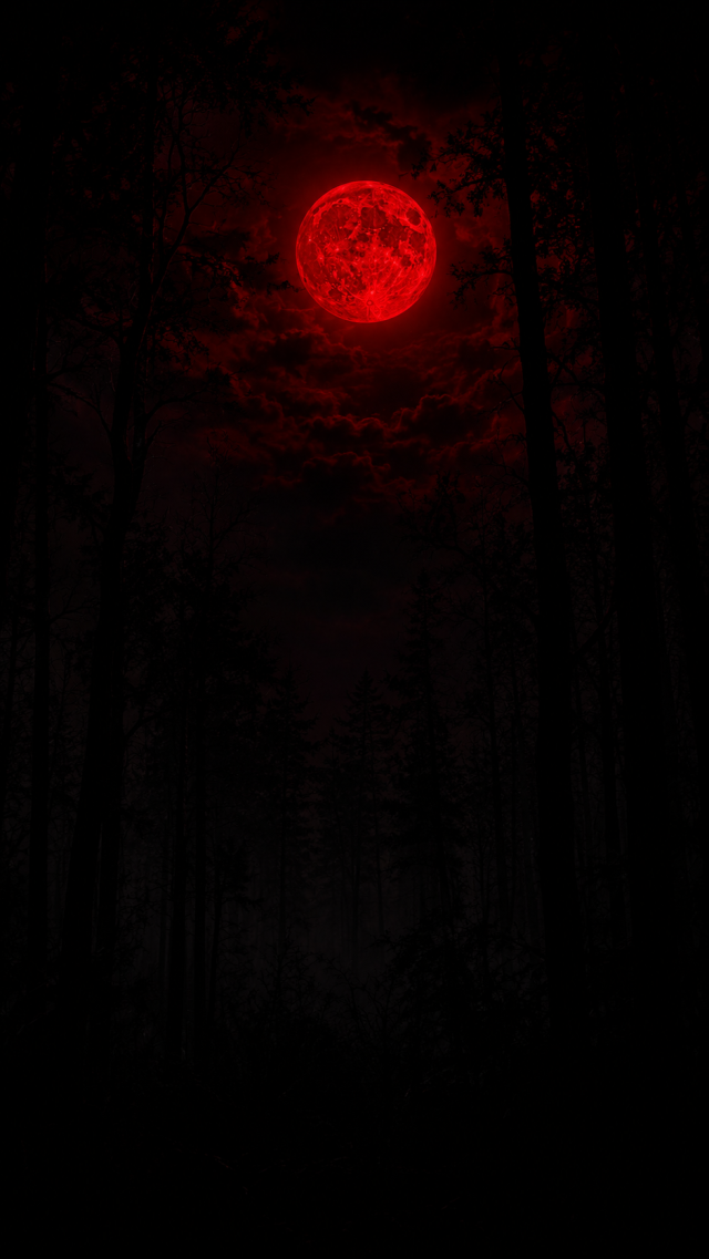 Red Moon Forest Silhouette