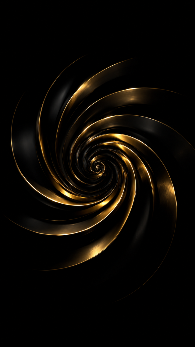 Black and Gold Spiral Swirl