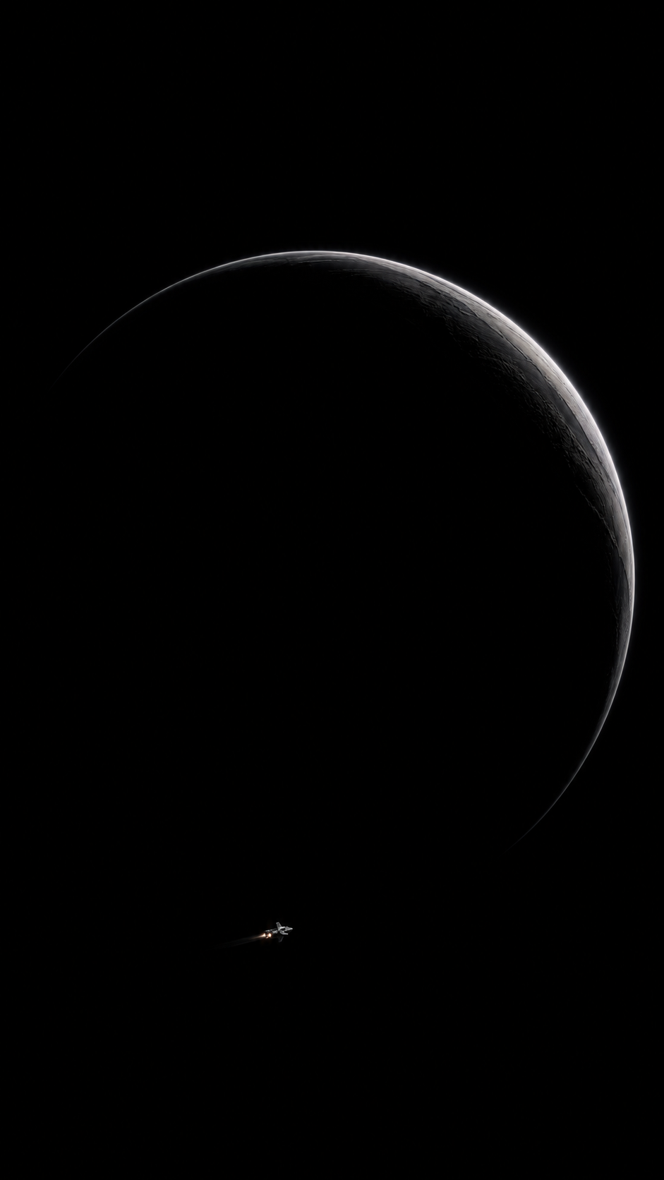 Thin Crescent Moon On Pure Black