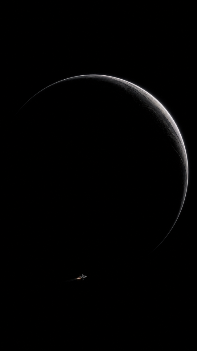 Thin Crescent Moon On Pure Black
