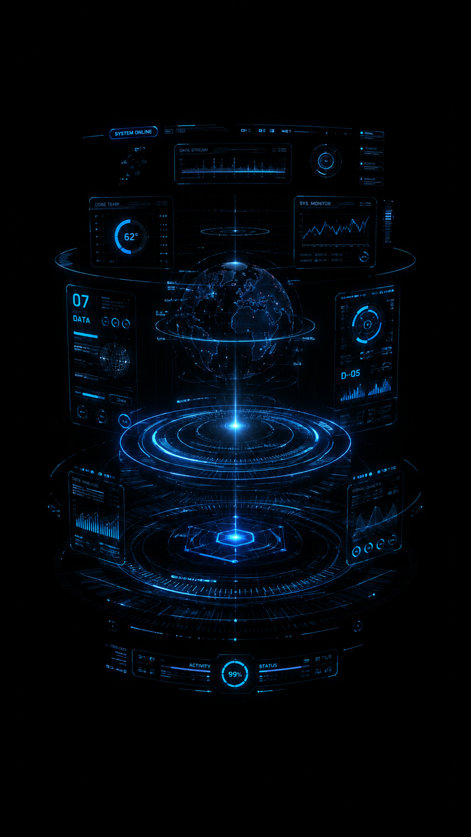 Blue Holographic Data Core