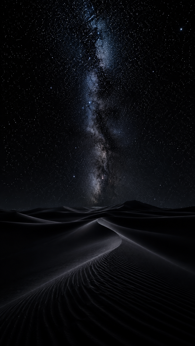 Milky Way over Black Desert Dunes