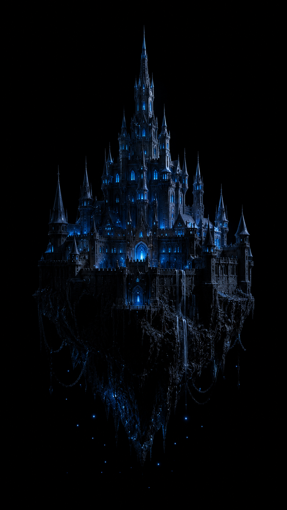 Blue Gothic Castle in Darkness