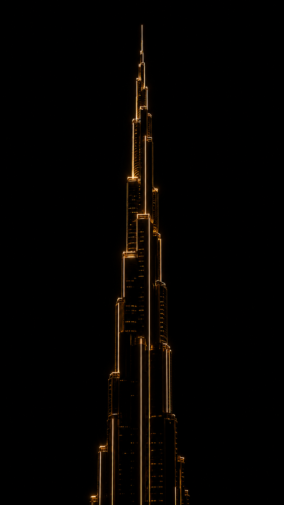 Gold Skyscraper Tower in Black