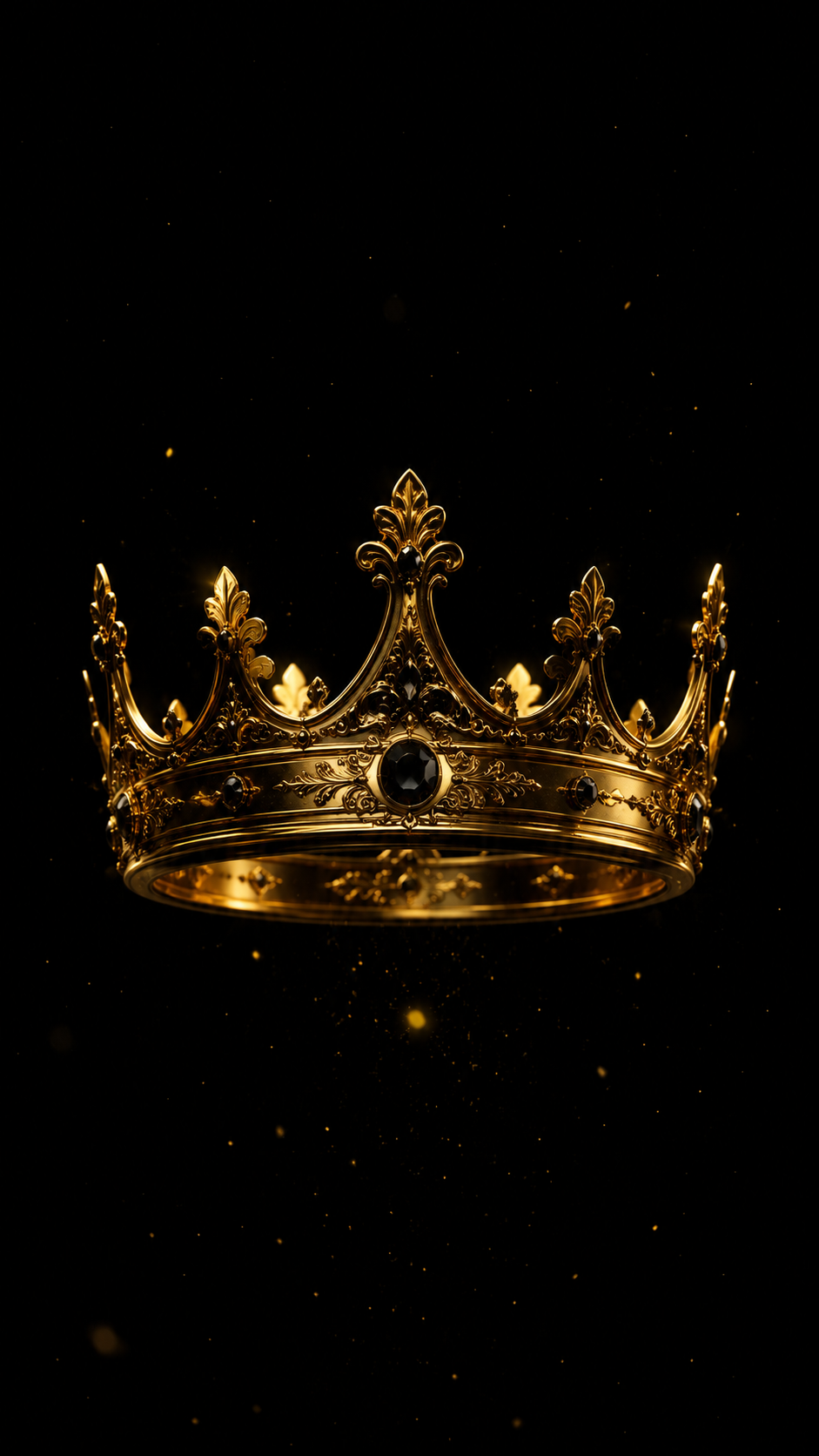 Floating Golden Crown in Darkness