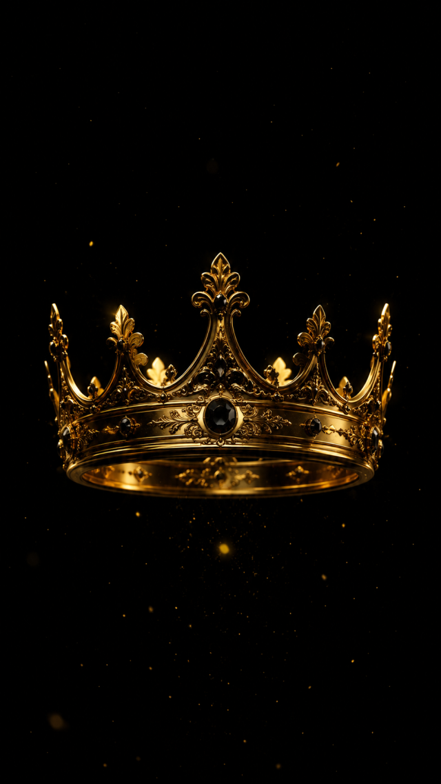 Floating Golden Crown in Darkness
