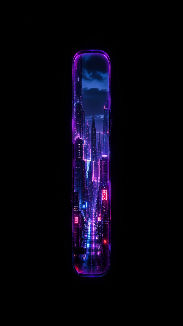 Neon Glass Capsule in Darkness