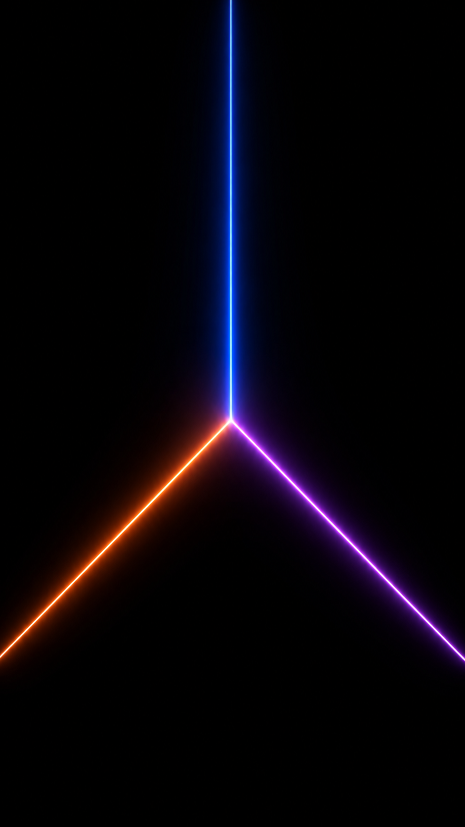 Three Neon Laser Beams On Black