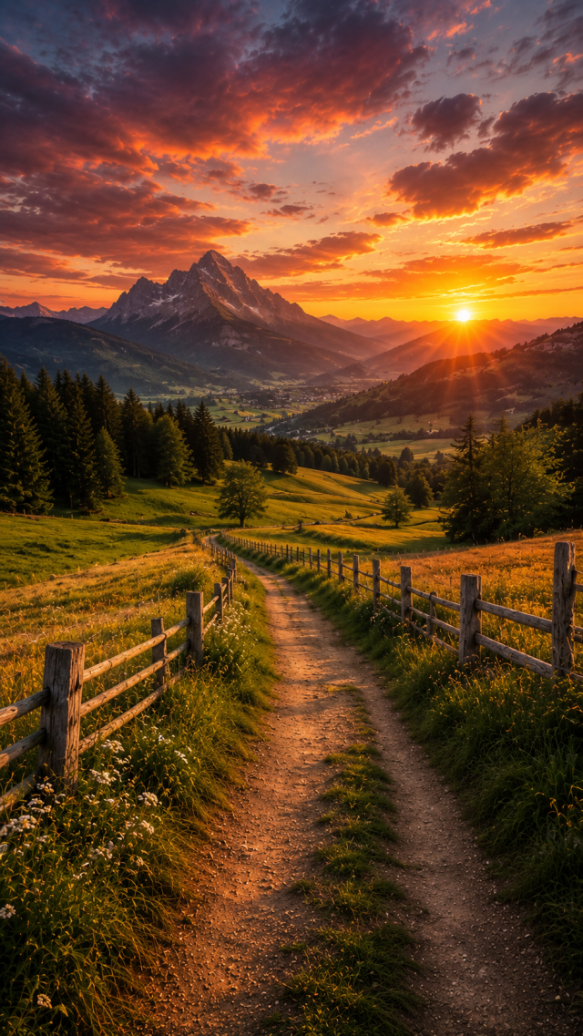 Mountain Path at Sunset