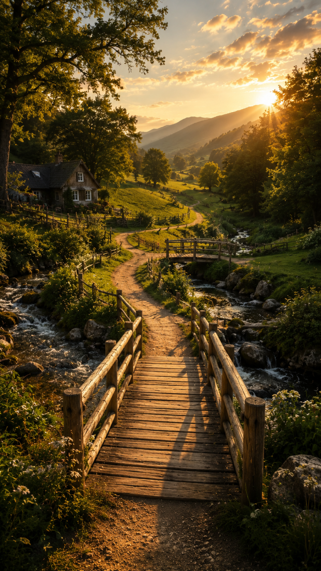 Wooden Bridge Country Path