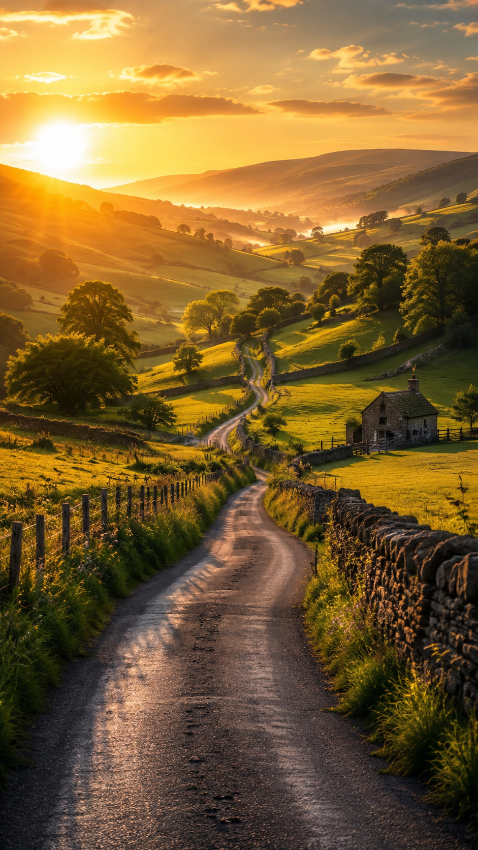 Country Lane Beside A Cottage