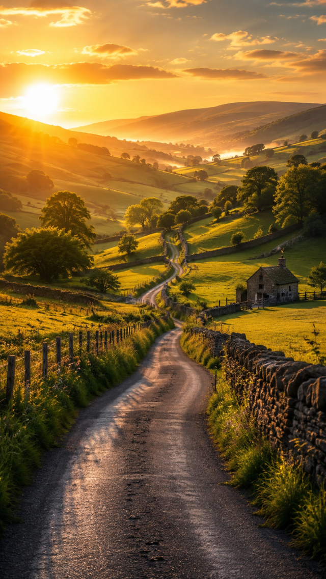 Country Lane Beside A Cottage