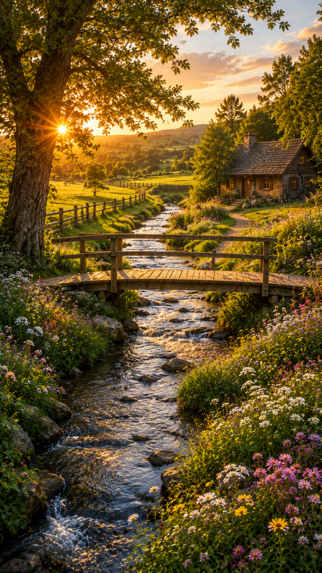 Bridge over Creek in A Garden