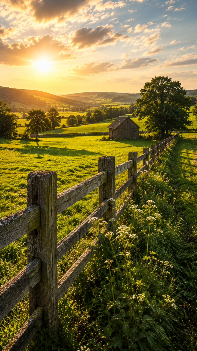 Fence over Rolling Fields