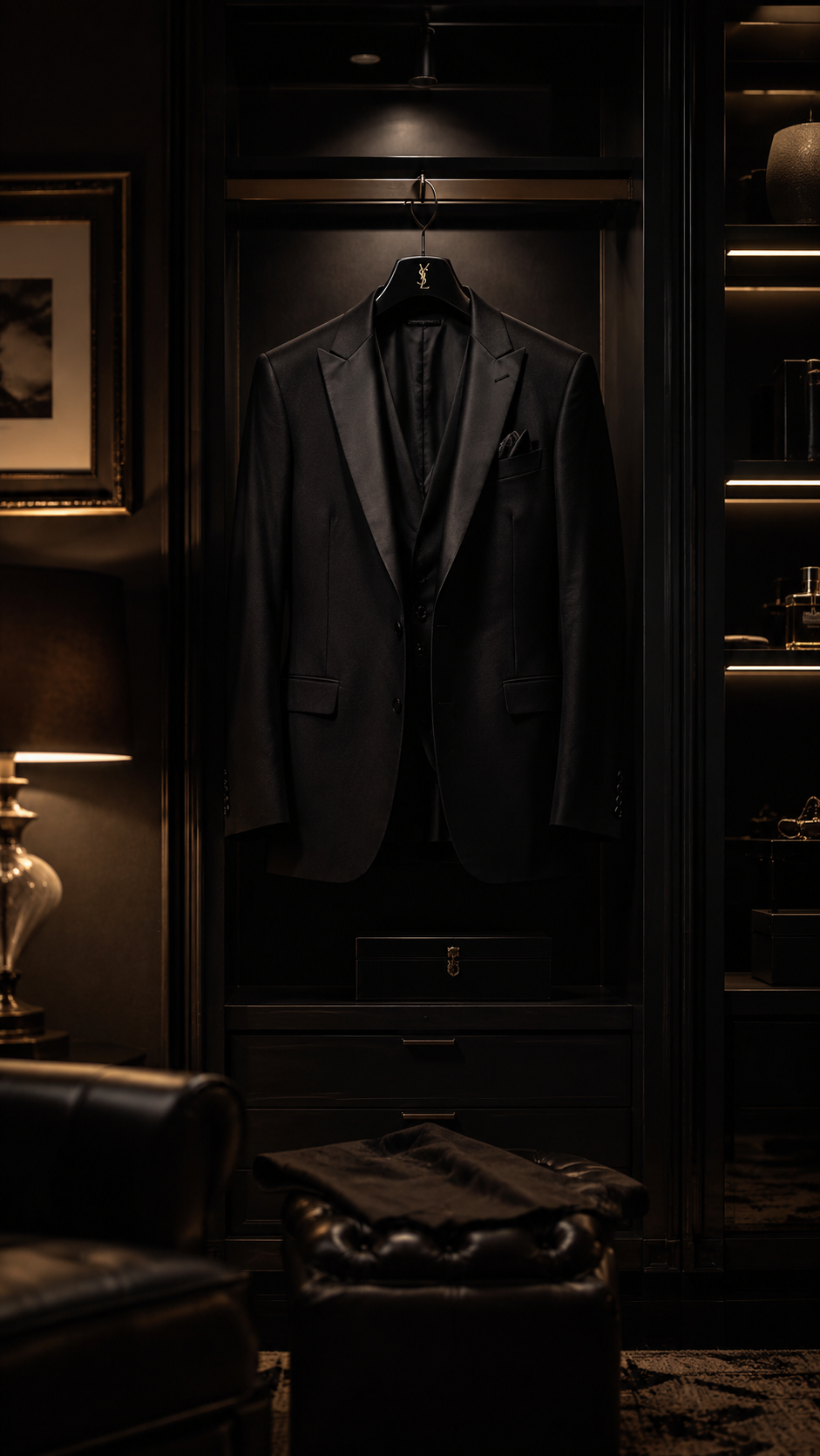 Dark Suit in An Antique Wardrobe