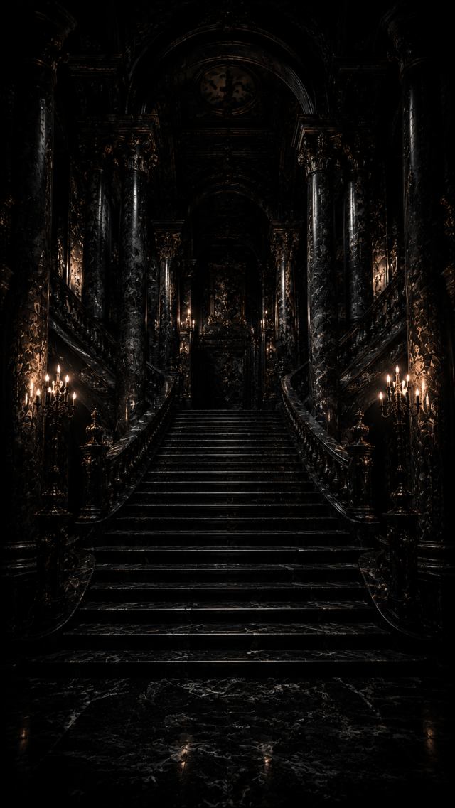 Shadowy Gothic Stairway