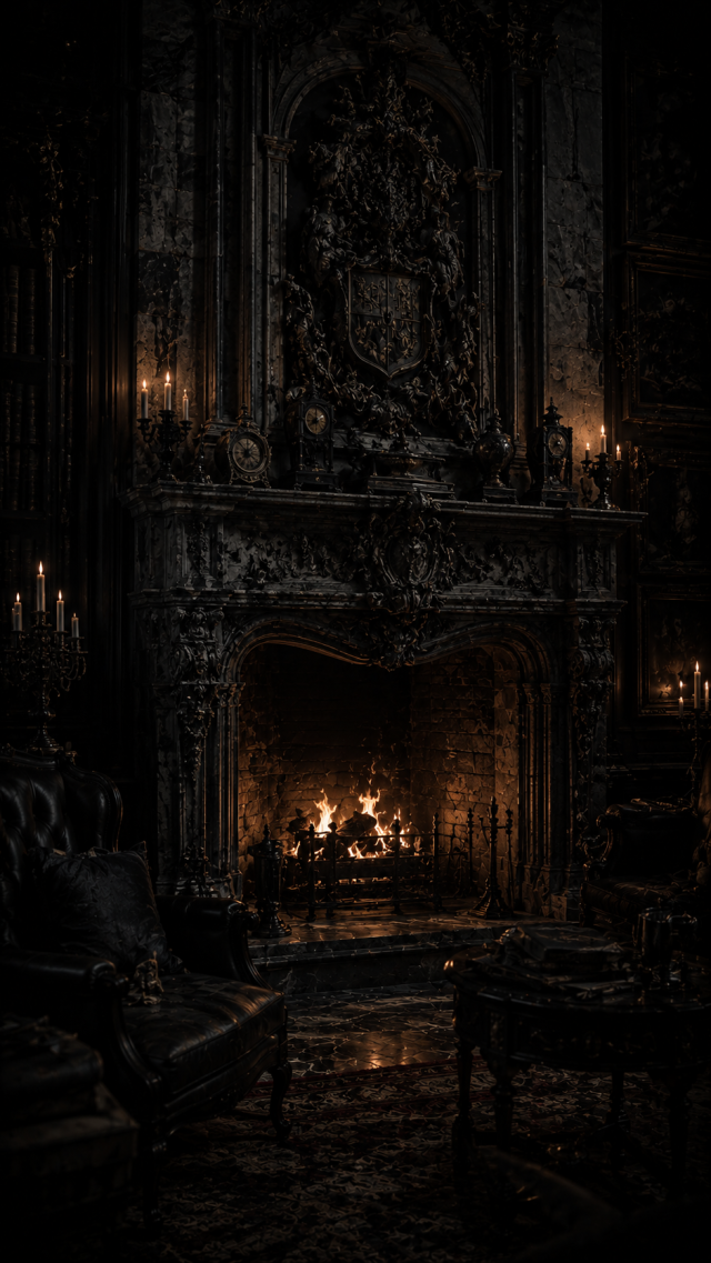 Black Fireplace Room