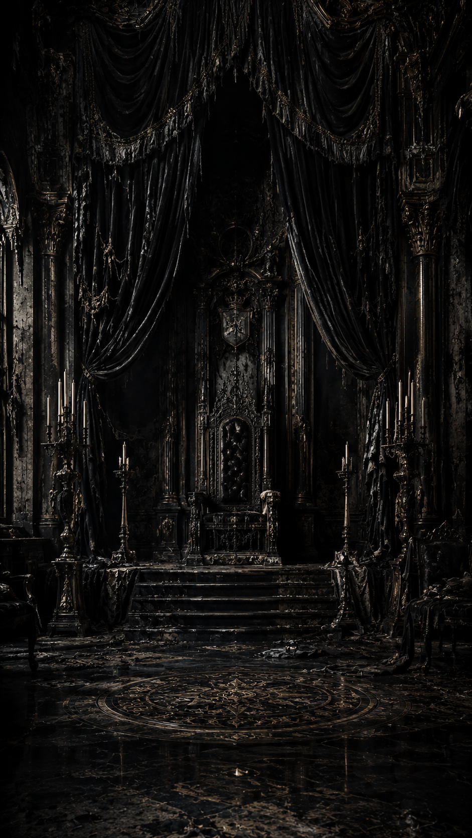Black Draped Room with Throne