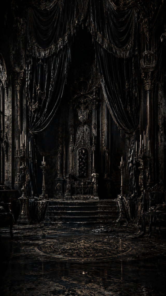 Black Draped Room with Throne