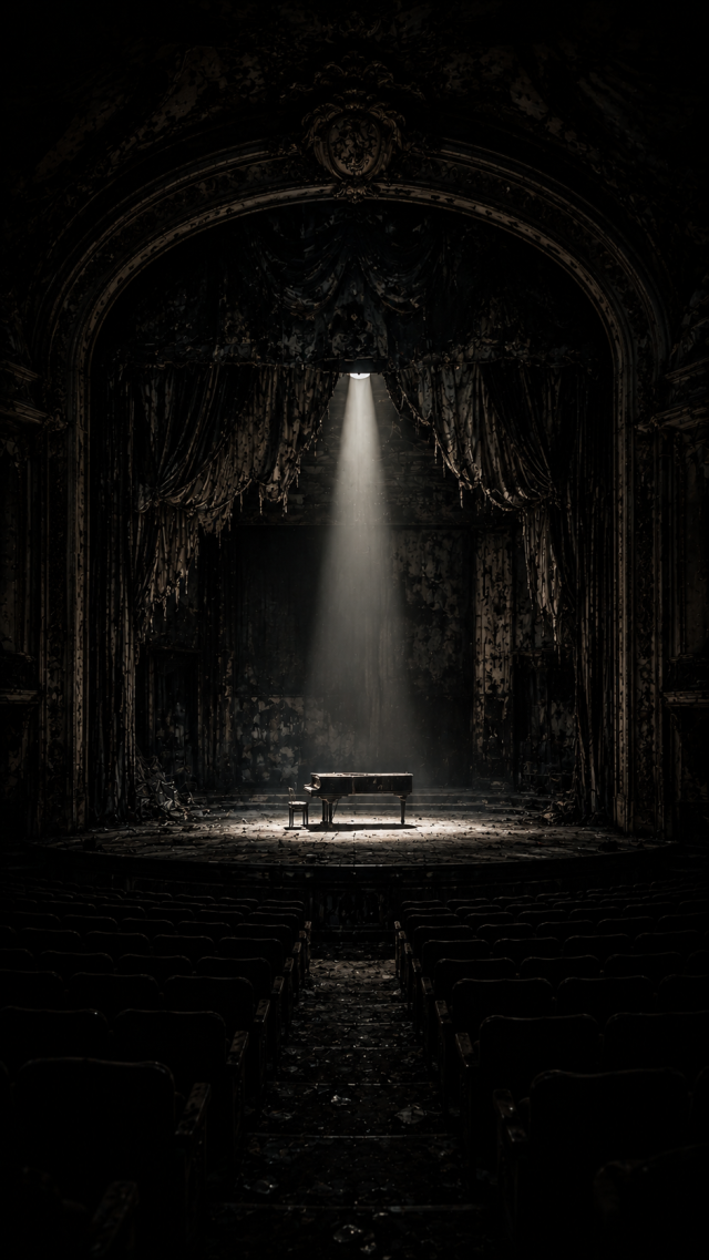 Spotlit Bench on A Dark Stage