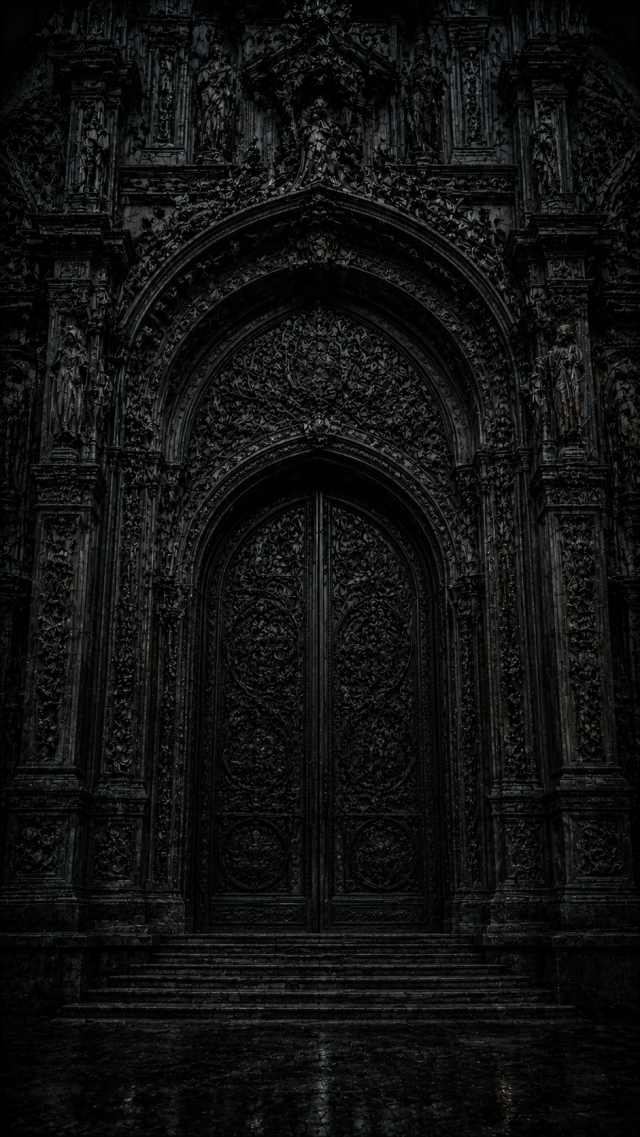 Gothic Door in Shadow