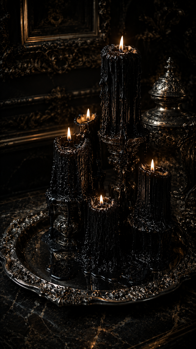 Black Candles on A Tray