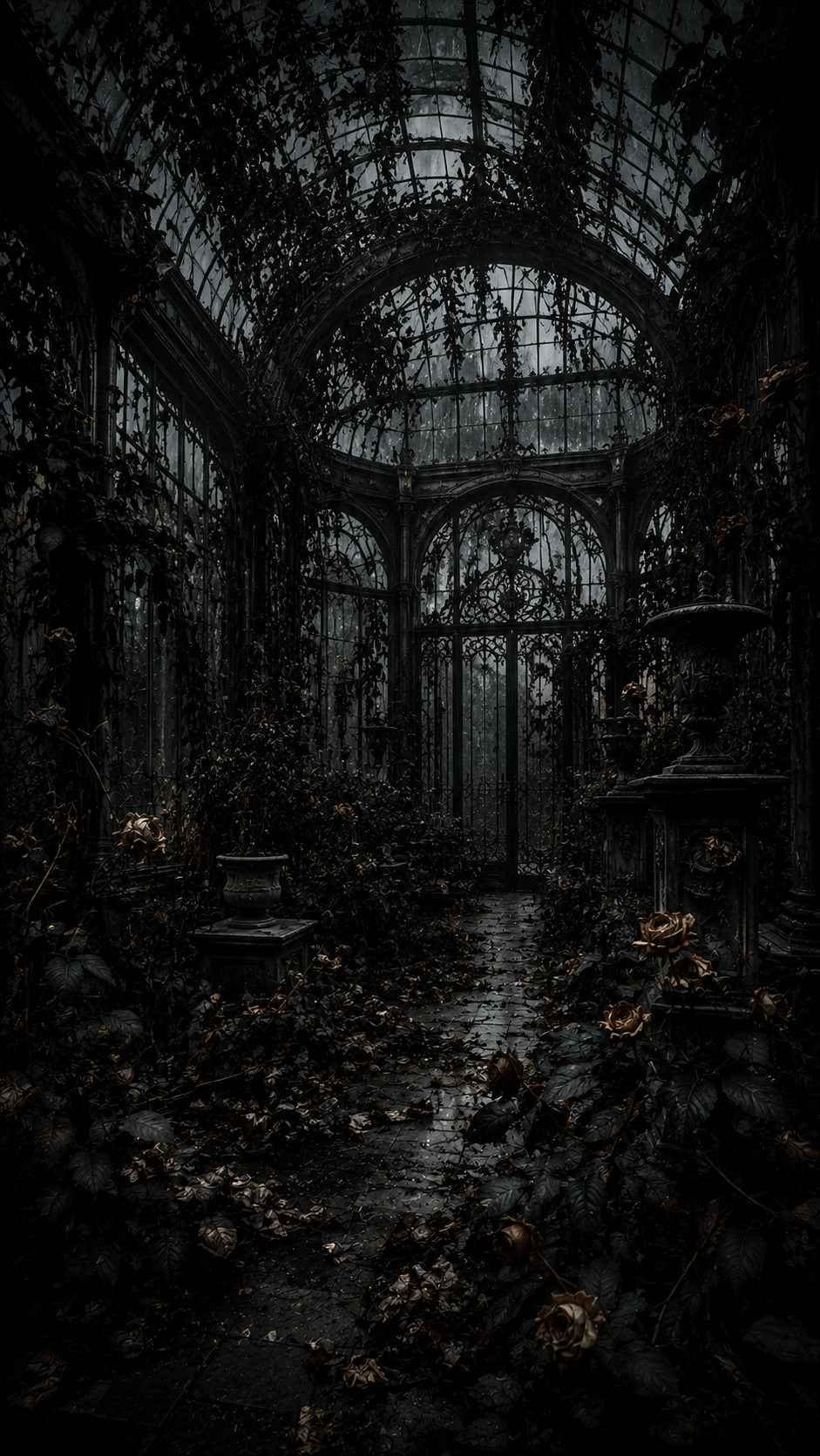 Overgrown Black Greenhouse