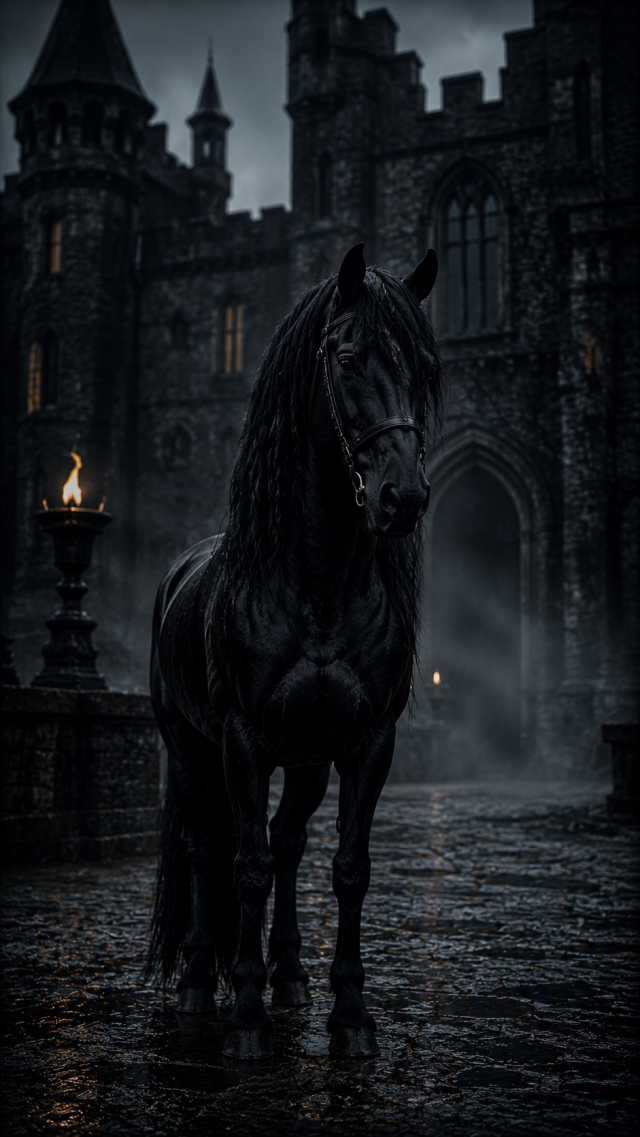 Horse Rider at A Gothic Castle