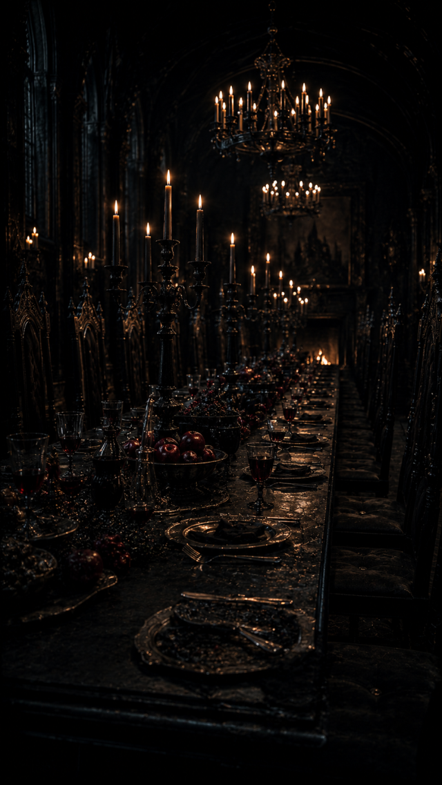 Long Candlelit Dinner Table
