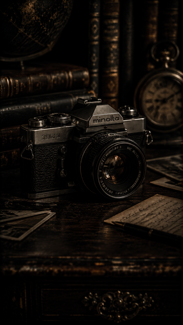 Vintage Camera on Old Books