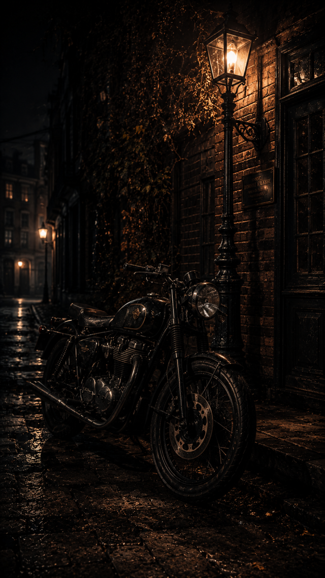 Motorcycle in A Dark Brick Alley