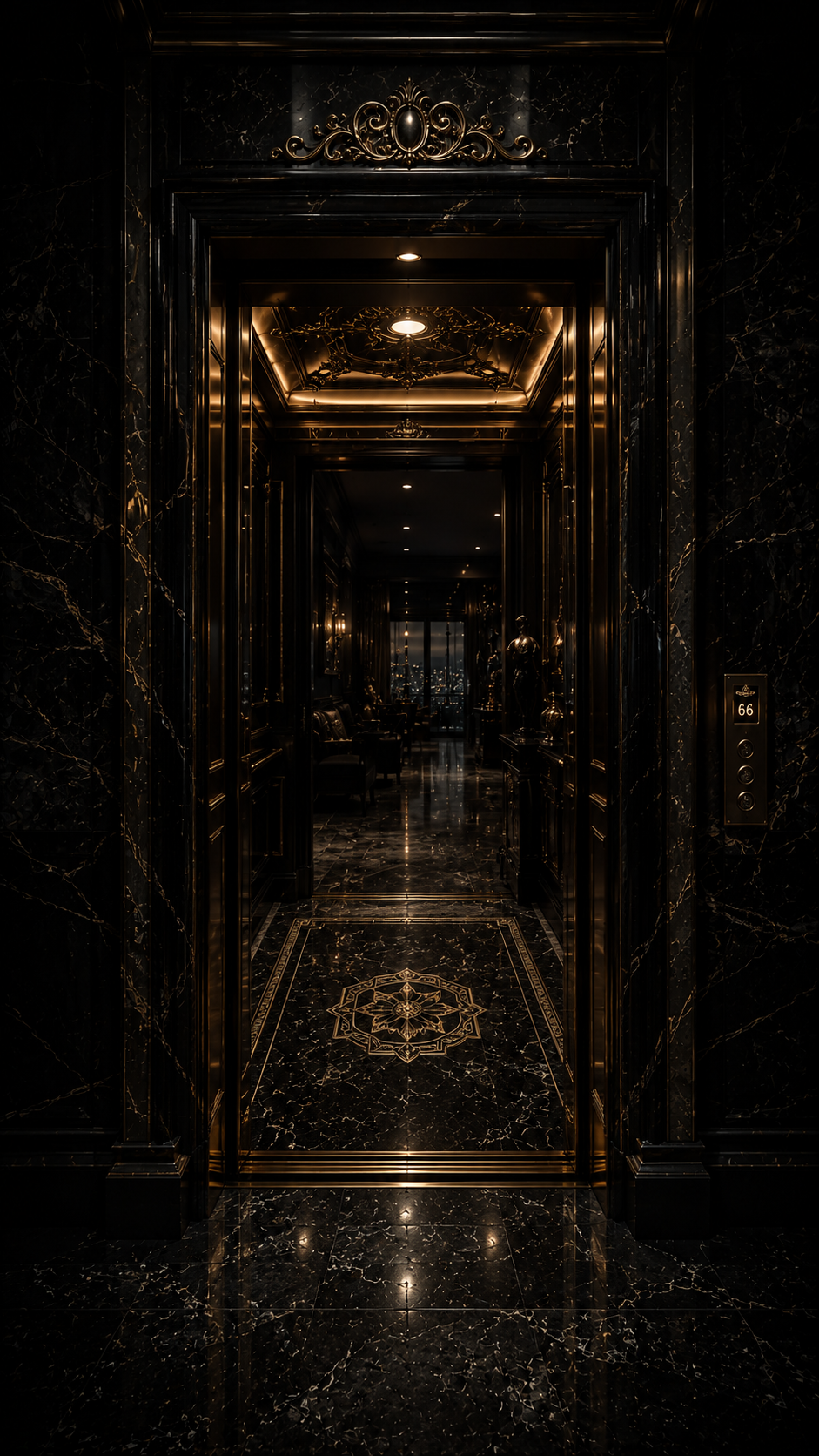 Dark Ornate Mirror Hallway