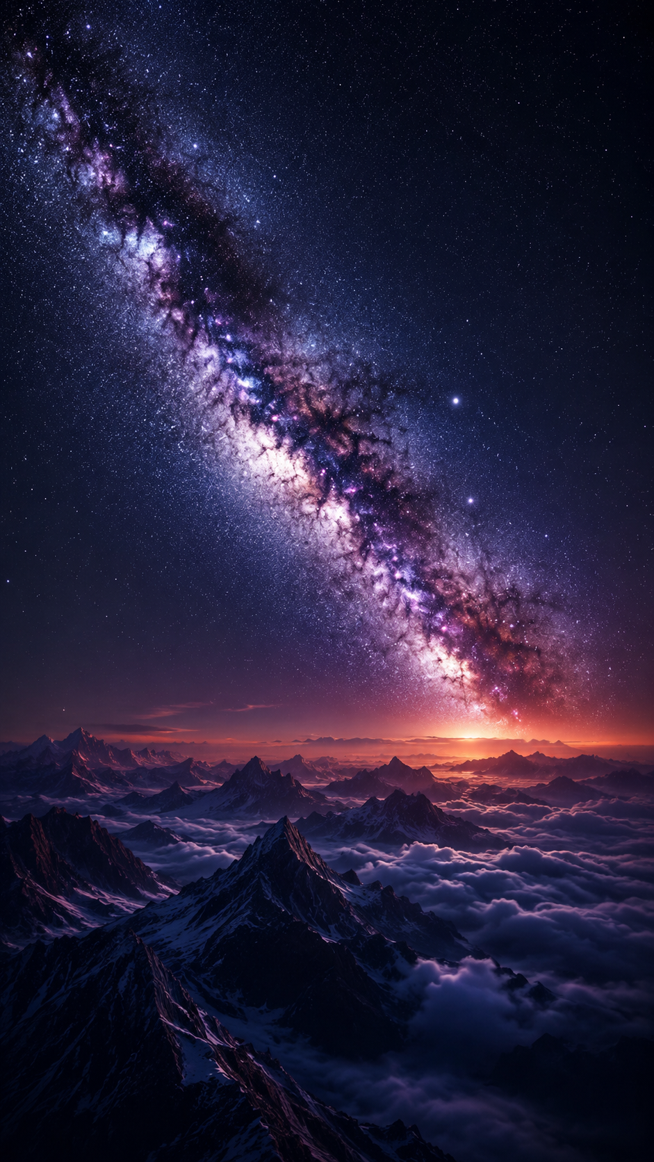 Milky Way over Dark Mountains