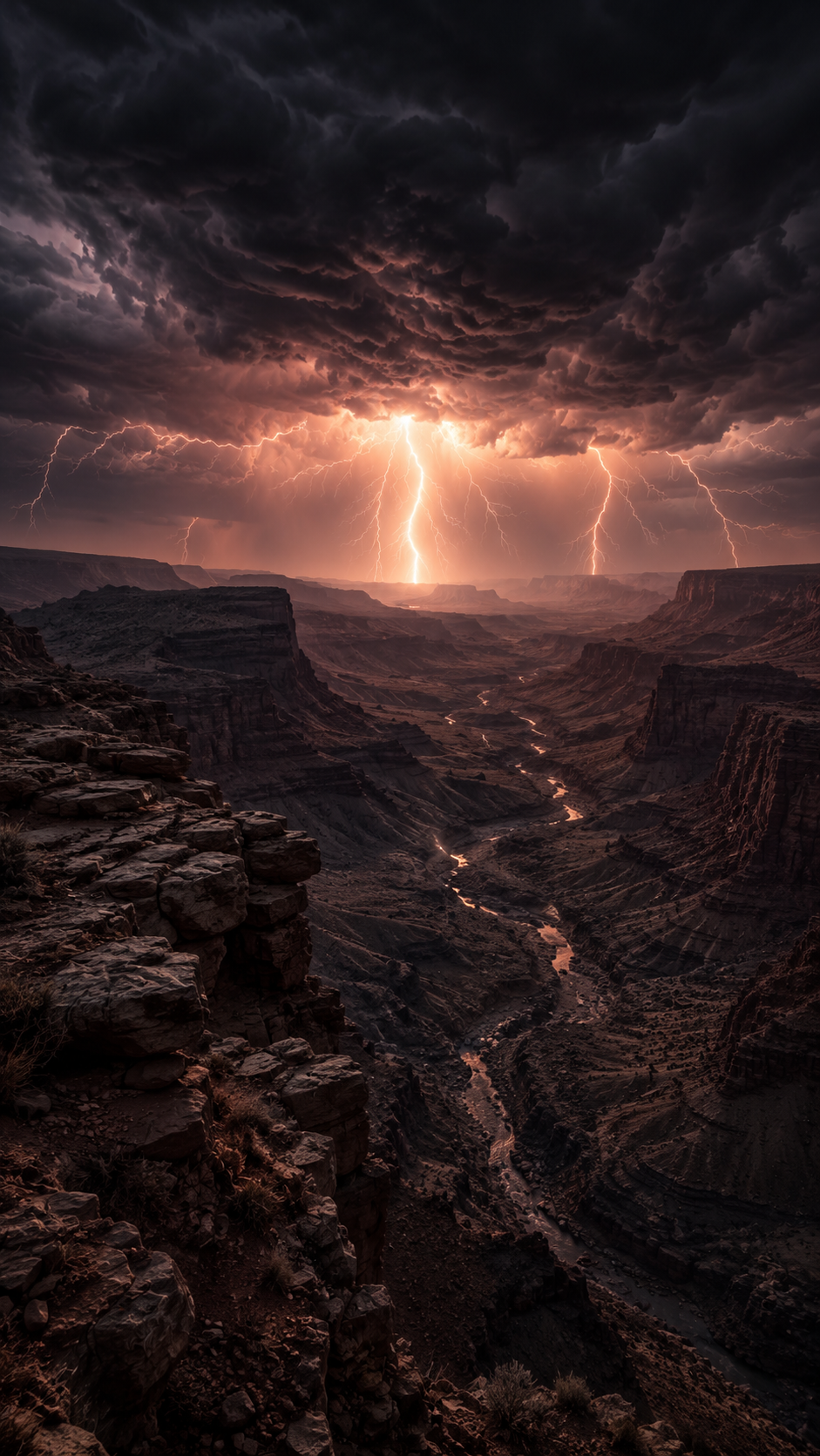 Lightning Storm over a Canyon