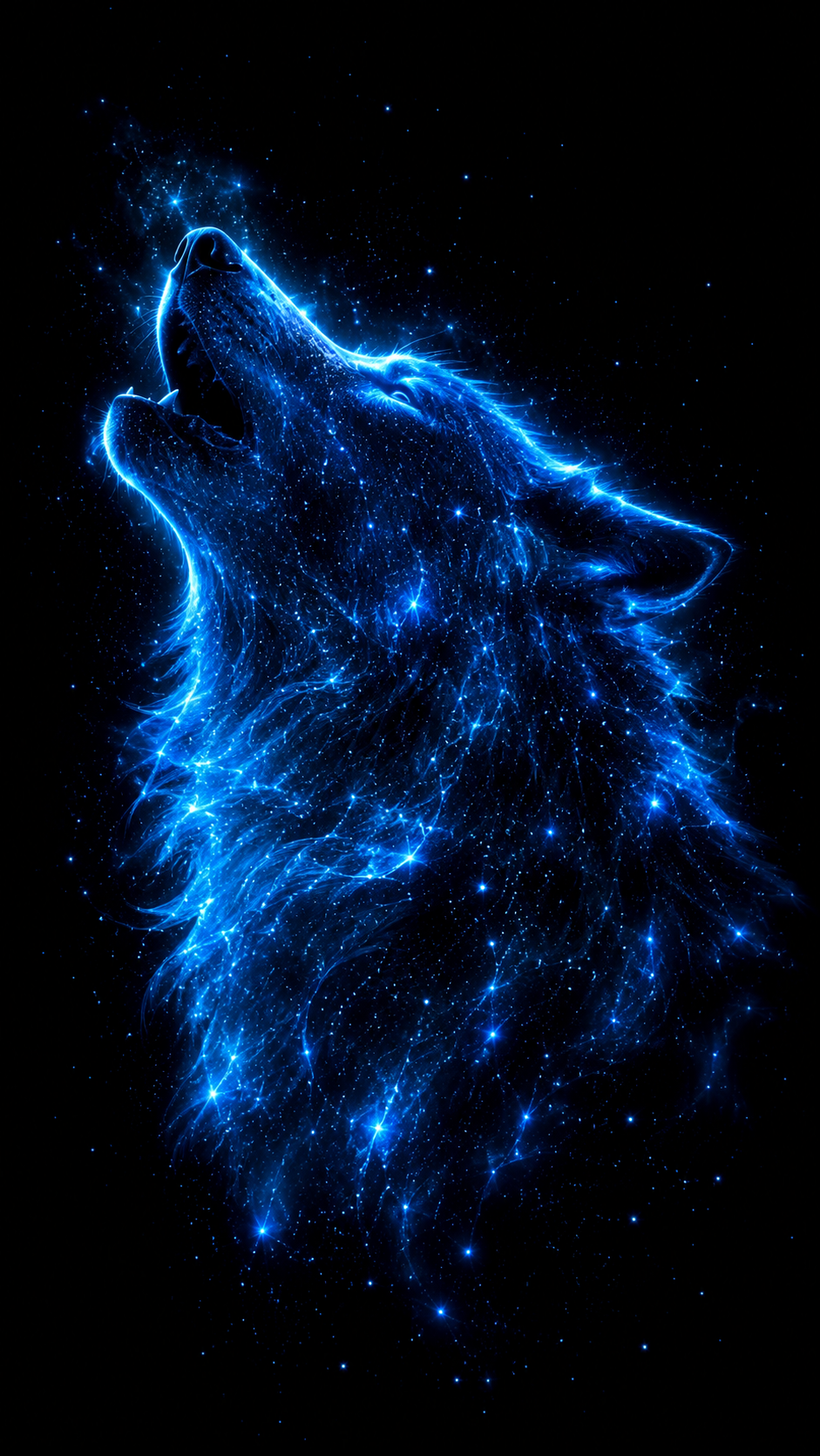 Wolf Howling under Stars