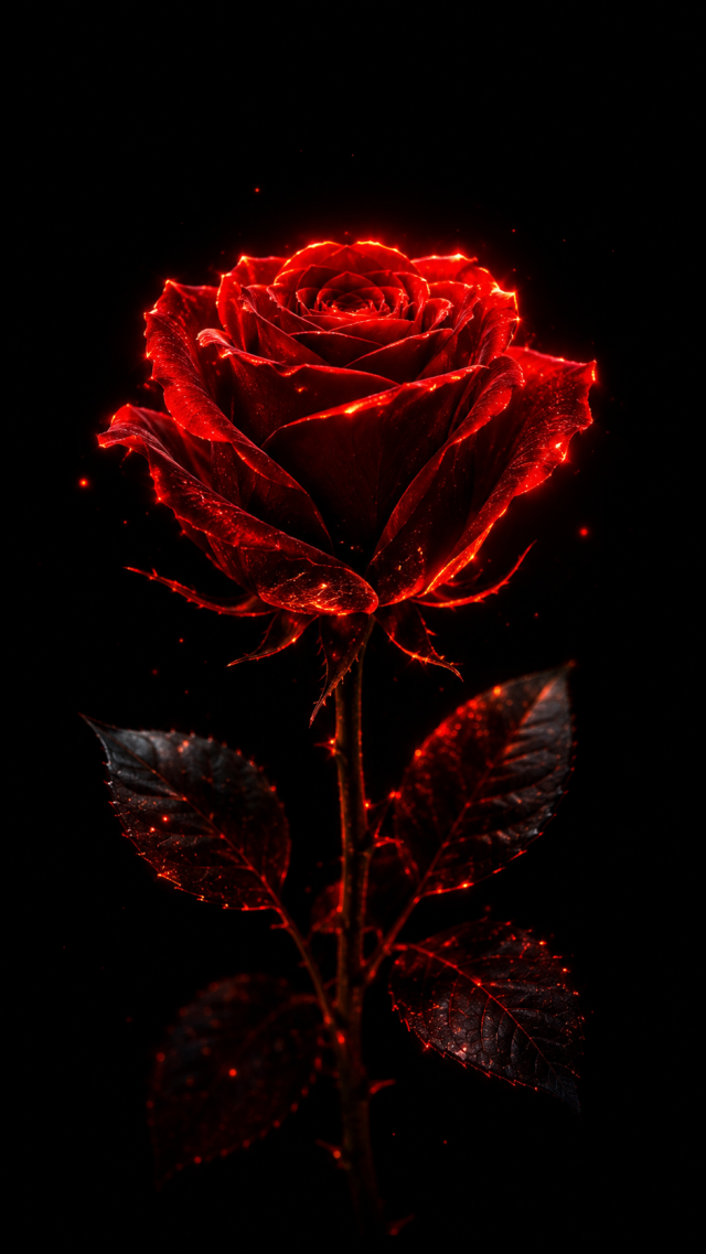 Red Rose on Black