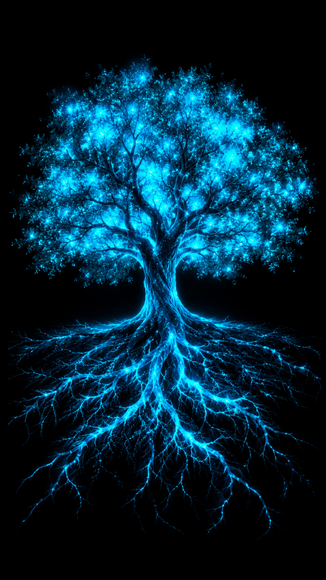 Glowing Blue Tree Roots