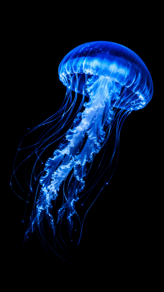 Blue Jellyfish on Black