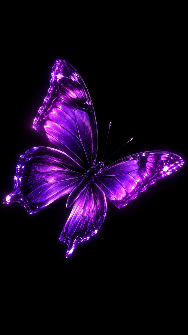 Purple Butterfly in Darkness